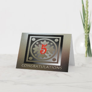 Cartão Ouro Elegante de 5 de Aniversário do Funcionário V