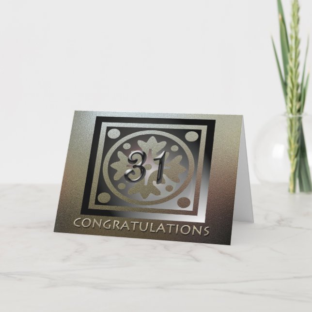 Cartão Ouro Elegante do 31º Aniversário do Funcionário (Frente)