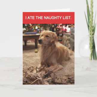 Cartão Ouro Engraçado Retriever Ate Naughty List Natal