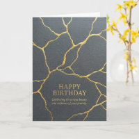 Ouro Escuro Kintsugi Rachaduras Feliz Aniversário