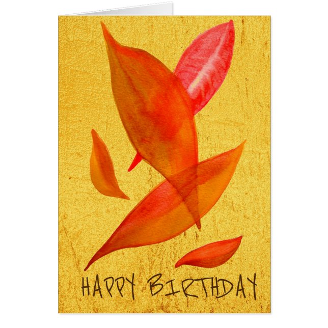 Cartão Ouro Laranja outono Folha da arte moderna (Frente)