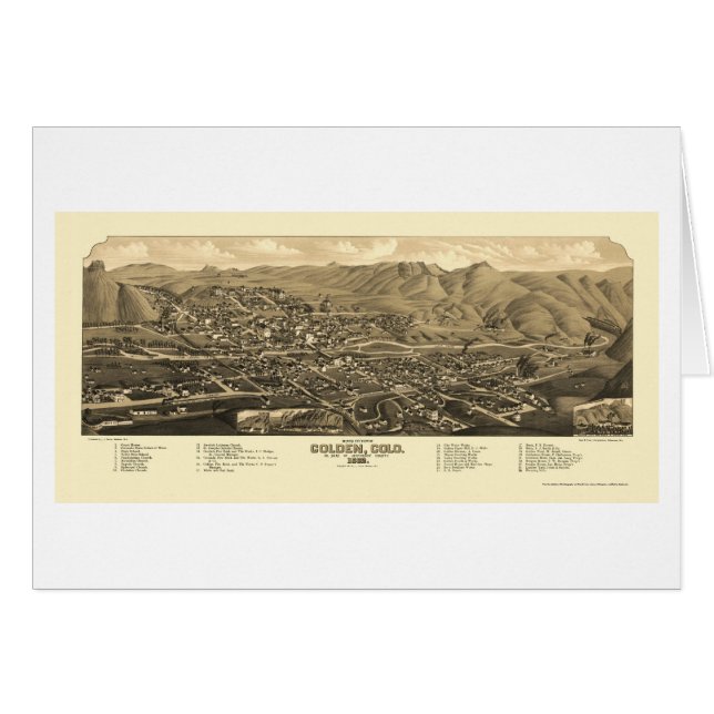 Cartão Ouro, mapa panorâmico do CO - 1882 (Frente Horizontal)