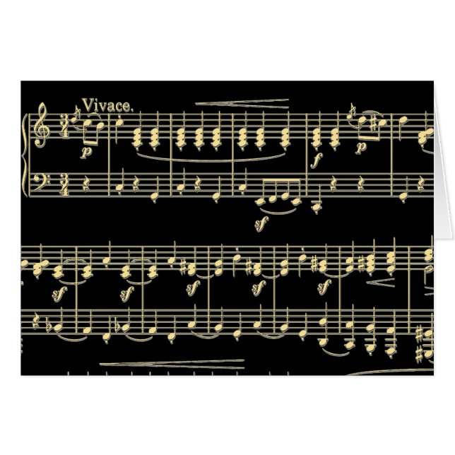 Cartão Ouro musical em preto (Frente horizontal)
