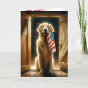 Cartão Ouro Retriever 4 de julho Aniversário