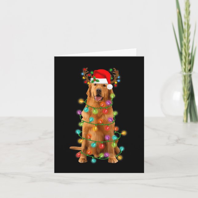 Cartão Ouro Retriever Árvore de Natal Luz Pajama (Frente)
