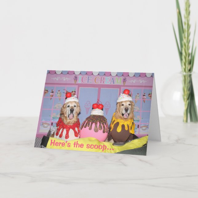 Cartão Ouro Retriever Banana Dividida Aniversário (Frente)