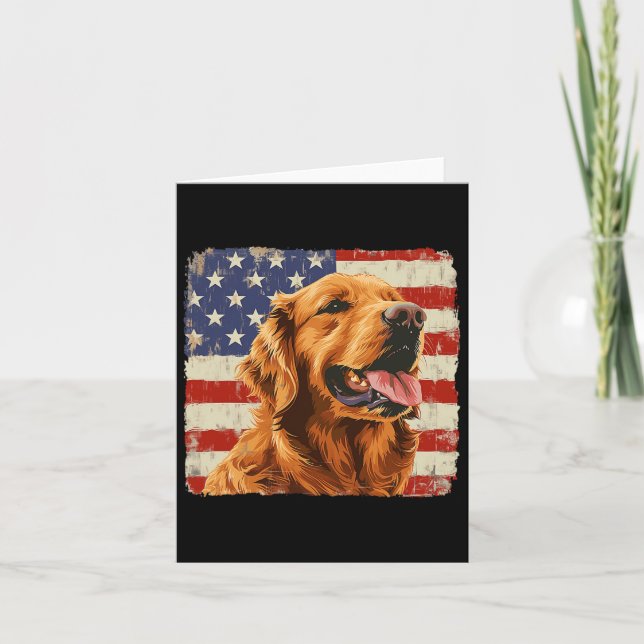 Cartão Ouro Retriever Dog America Flag Shirt Independente (Frente)