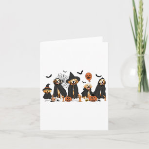 Cartão Ouro Retriever Dogs Amam o Halloween da Bruxa Fant