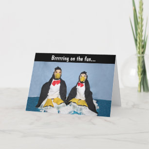 Cartão Ouro Retriever Penguins Iceberg Aniversário