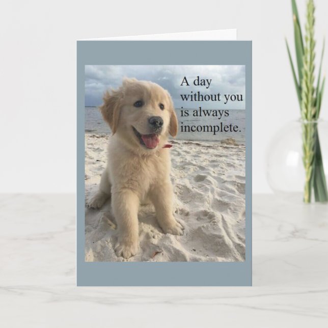 Cartão Ouro Retriever Puppy Miss You Card (Frente)