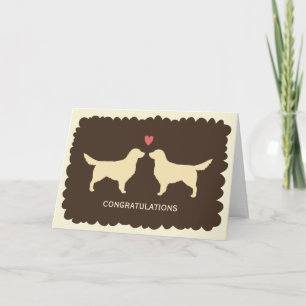 Cartão Ouro Retrievers Parabéns de casamento