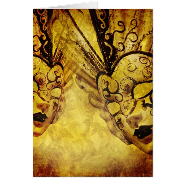 Cartão Ouro Vintage Máscaras venezianas (Frente)