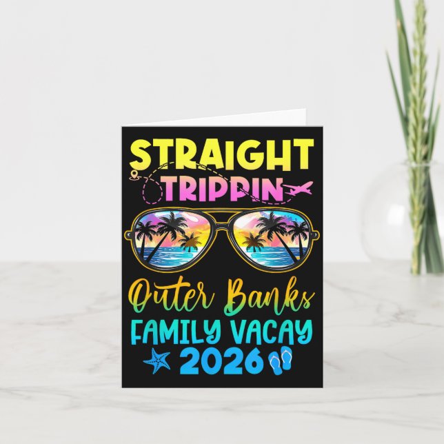 Cartão Outer Banks Family Vacay Vacation 2026 Straight Tr (Frente)