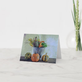 Cartão Outono ainda vive com abóboras, flores