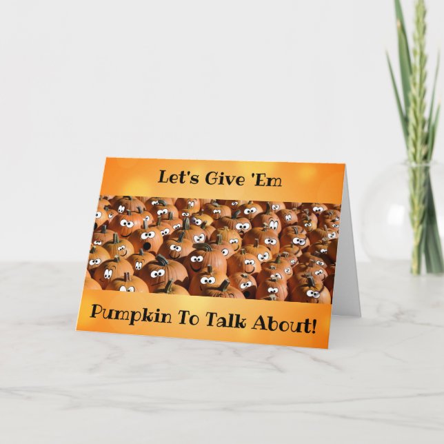 Cartão outono de Abóbora Engraçada e Bonita outono (Frente)