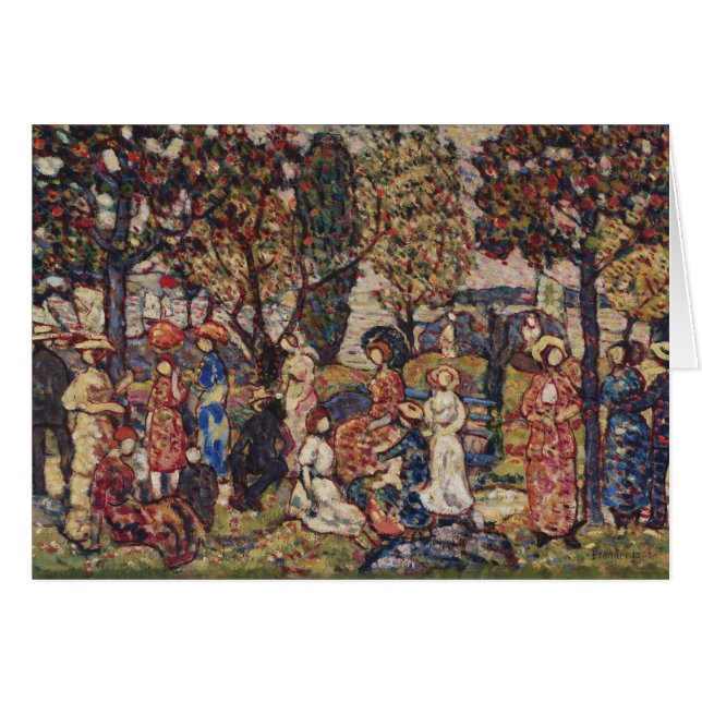 Cartão Outono de Maurice Prendergast, Vintage Fine Art (Frente Horizontal)