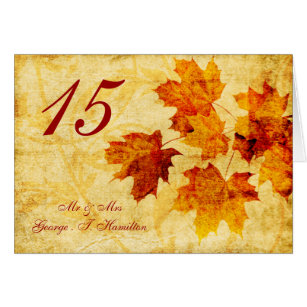 Cartão outono do outono folhas mesa de casamento