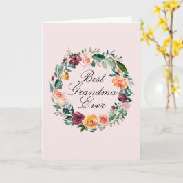 Cartão Outono Rosa Flor Coroa Floral Melhor Avó
