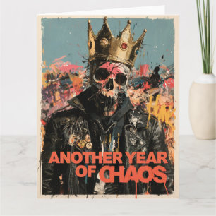 Cartão "Outro Ano de Caos" Design do Rei Caveira Punk