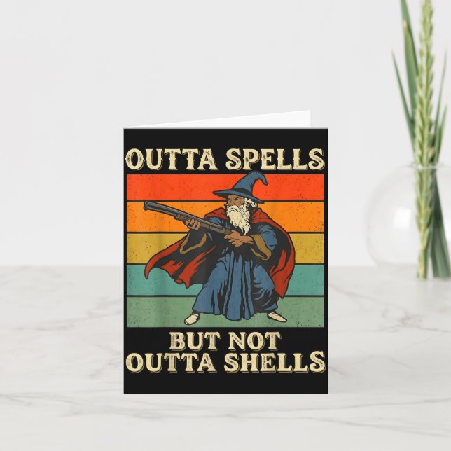 Cartão Outta Spells But Not Outta Shells Wizard Retro Fan (Frente)