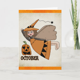 Cartão Outubro Angel Halloween/Cartão de Aniversário