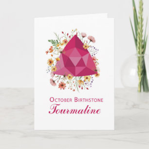 Cartão Outubro Birthstone Tourmaline Birthday