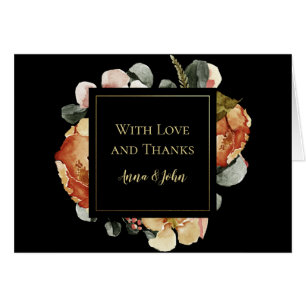 Cartão Outubro Blooms sobre o Casamento Negro Obrigado