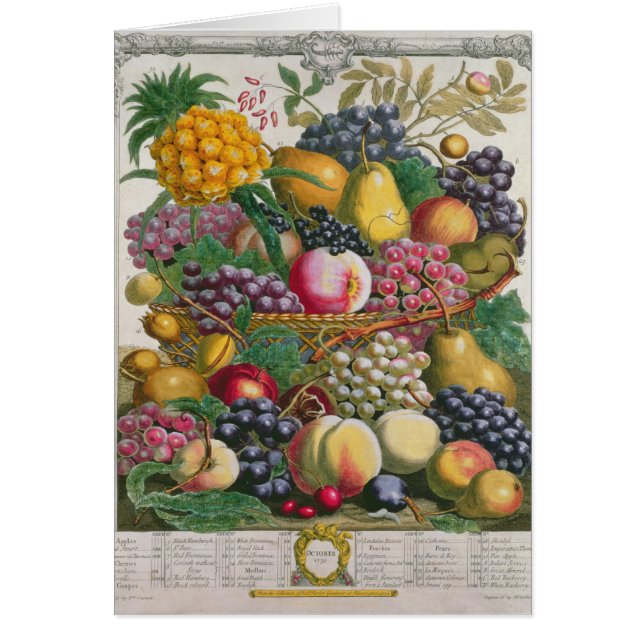 Cartão Outubro, 'de doze meses das frutas (Frente)