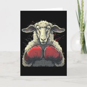 Cartão Ovelha Boxeando Luvas de Boxe Kickboxing Engraçado