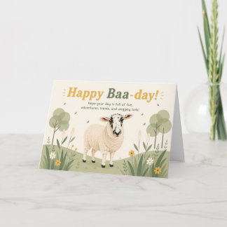 Cartão Ovelha divertida feliz aniversário