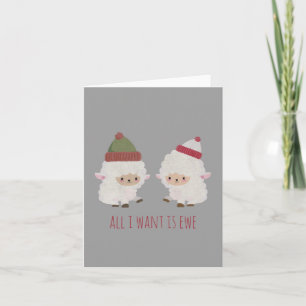 Cartão Ovelha Kawaii Personalizável em Touca de Natal