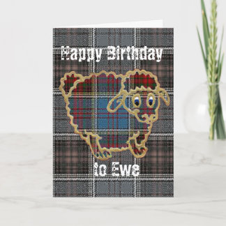 Cartão Ovelha no Tartan. Feliz Aniversário