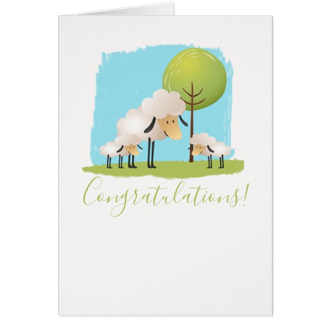 Cartão Ovelhas bonitas e bebês gêmeos novos (Frente)