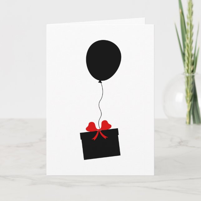 Cartão Over The Hill Black Balloon Birthday Card (Frente)