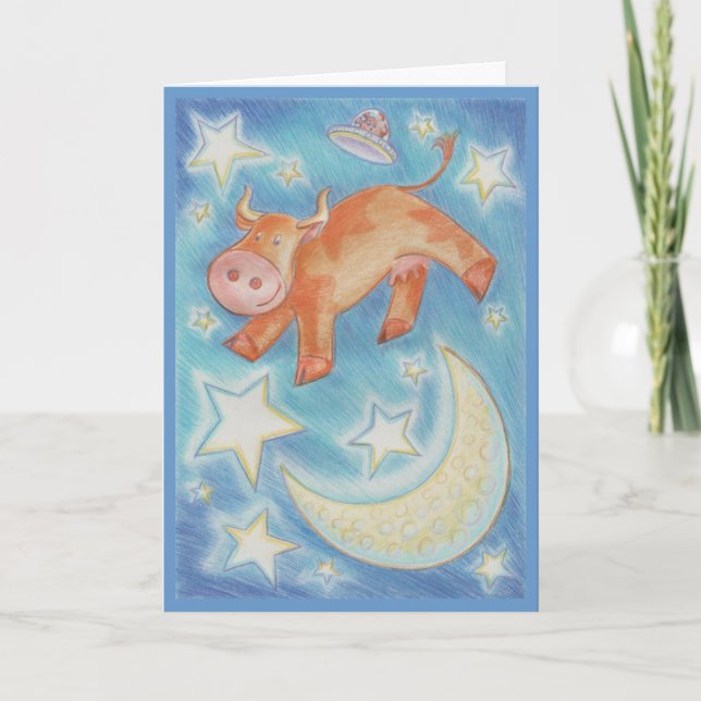 Cartão Over the Moon 'Happy Birthday' greetings card (Frente)