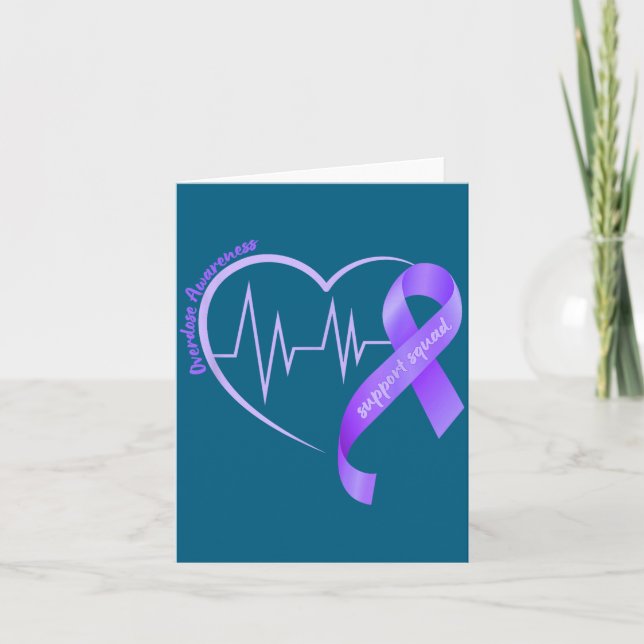Cartão Overdose Awareness Month Purple Ribbon Heart Suprt (Frente)