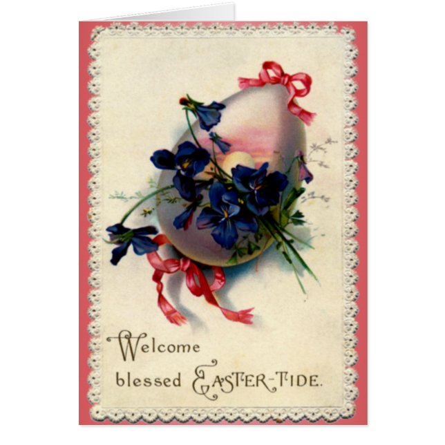 Cartão Ovo de Páscoa com Violetas (Frente)