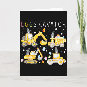 Cartão Ovos Cavator Veículo de Construção Coelho Feliz Le