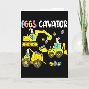 Cartão Ovos Cavator Veículo de Construção Coelho Feliz Le