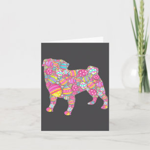 Cartão Ovos Coloridos Pug Cachorro Filhote Ilustração