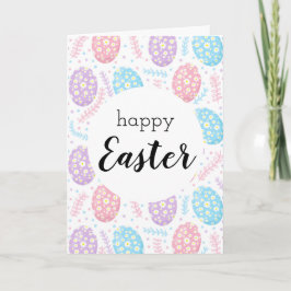 Cartão Ovos de Páscoa de Pastel Floral felz pascoa