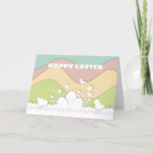 Cartão Ovos de Páscoa e pintinhos de primavera
