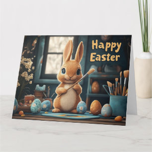 Cartão Ovos De Pintura De Coelhinhos De Páscoa Bonitos: A