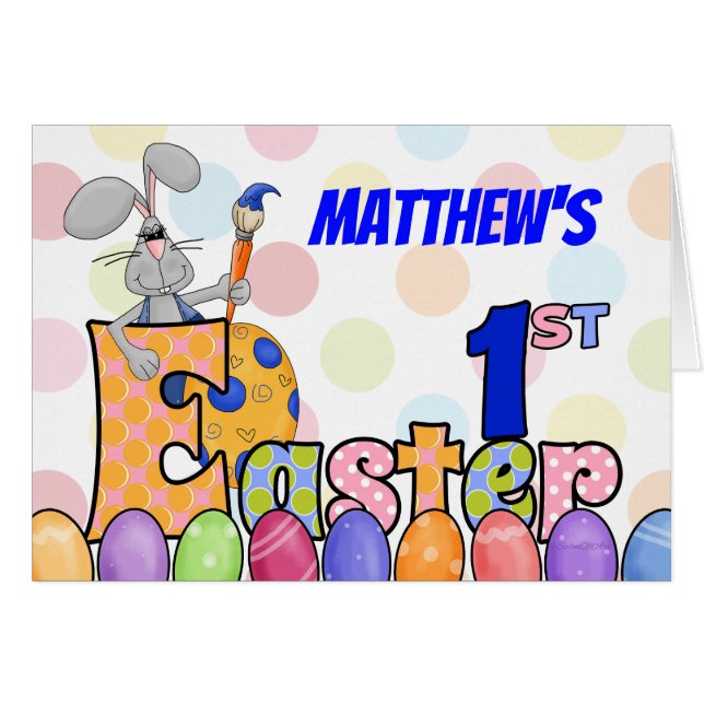 Cartão Ovos e nome para pintura de coelhinho de 1rua (Frente Horizontal)