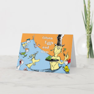 Cartão Ovos Verdes e Presunto Cena da Água do Dr. Seuss