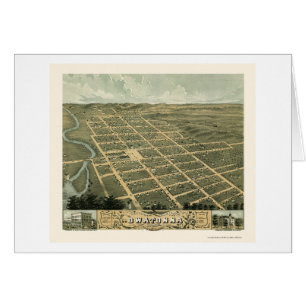 Cartão Owatonna, mapa panorâmico do manganês - 1870