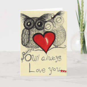 Cartão Owl Always love you... (Greeting card for your lov