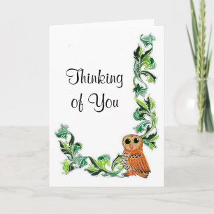 Cartão Owl and Vine Thinking of You Card