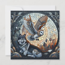 Owl e Wolf Mosaic Ai Art | VAZIO