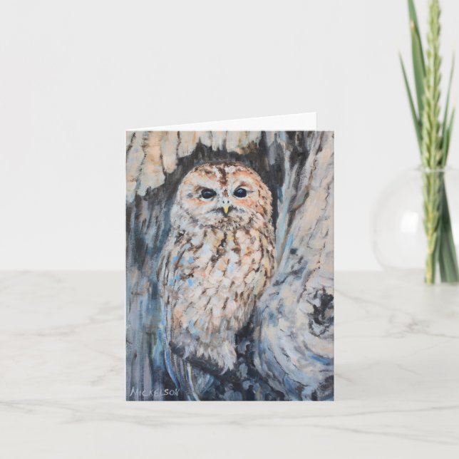 Cartão Owl Hideout Original Art All Occasion (Frente)